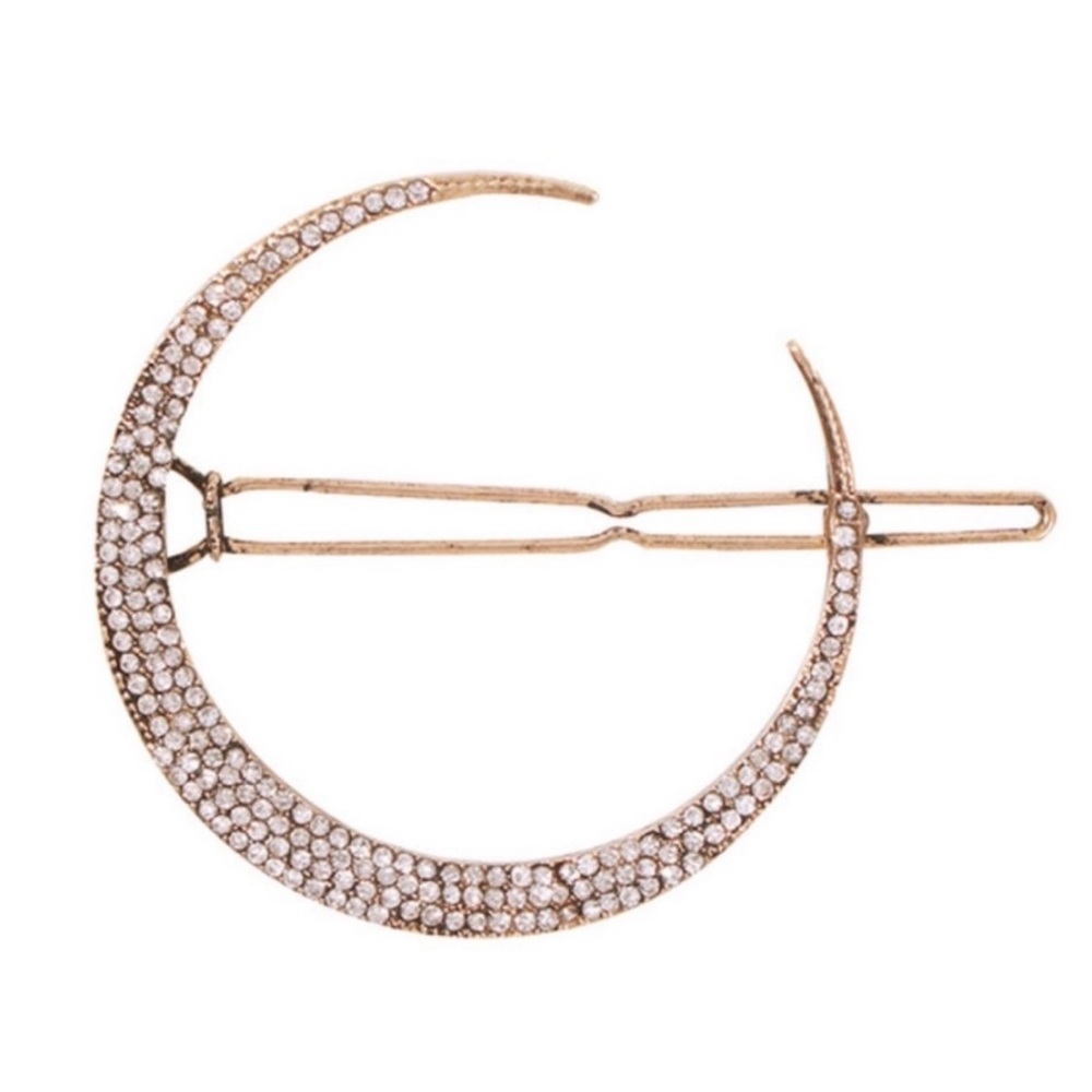 ‼️BOGO SALE‼️Bejeweled Gold Crescent Moon Hair Clip